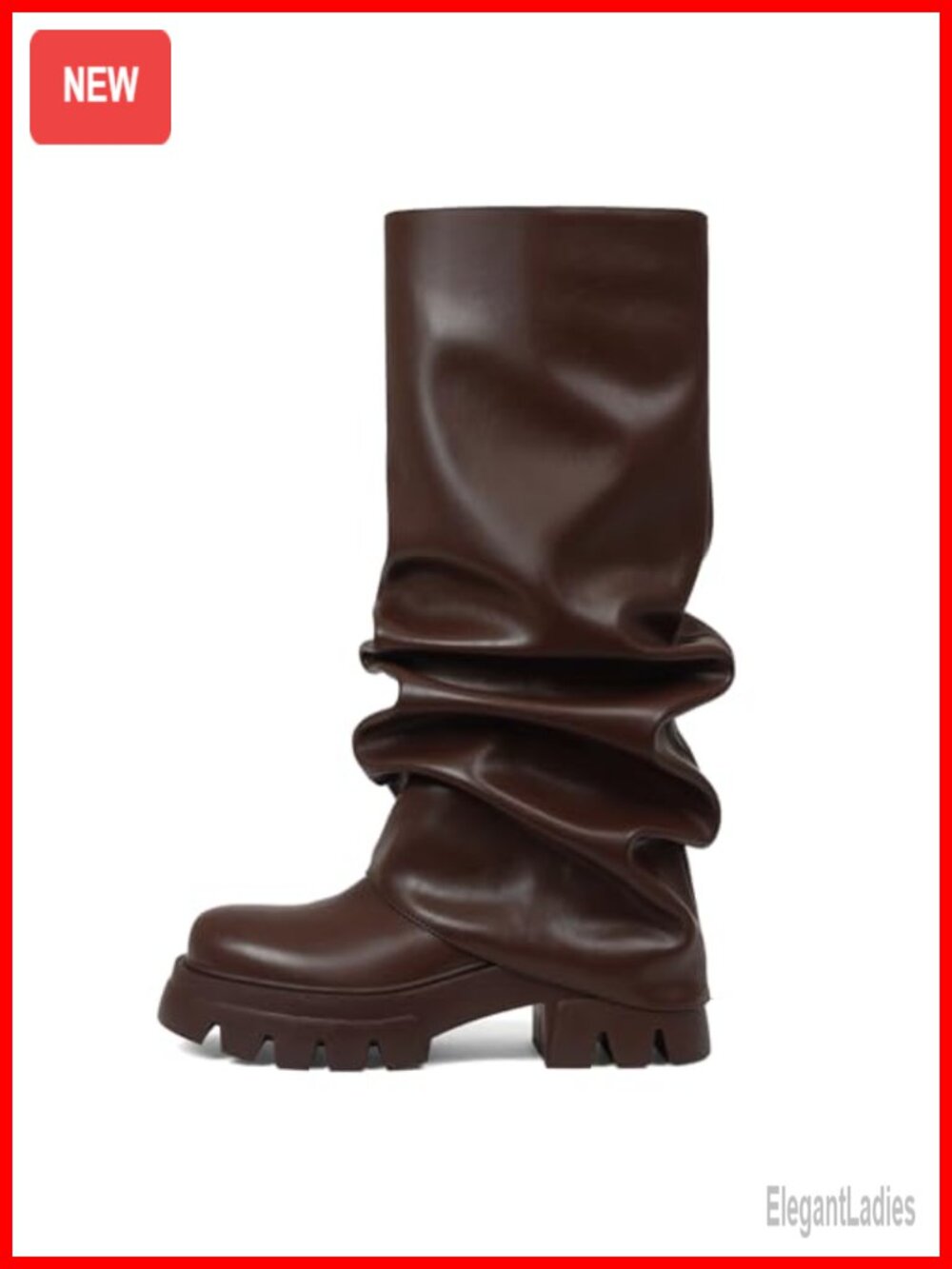 Women's Fold Over Slouchy Platform Mid Calf Boots Pull On Chunky Heel